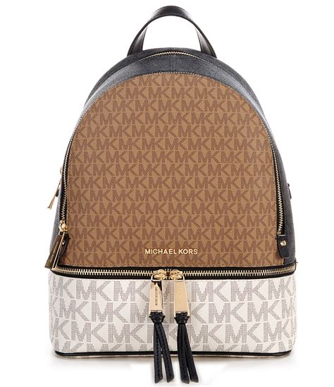 michael kors rhea medium gloss signature backpack|Michael Kors rhea backpack large.